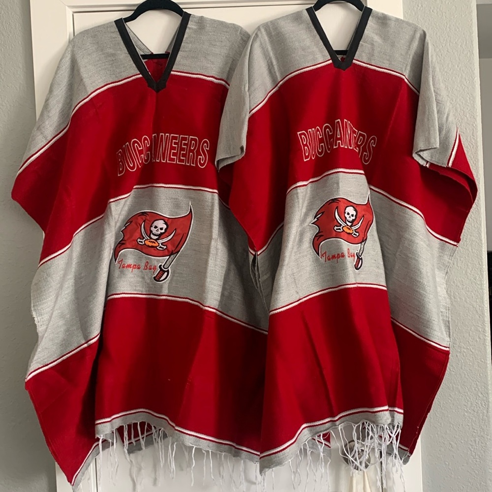 NEW Tampa Bay Buccaneers Poncho - 2 pack NFL Football Red, Black & Gray One size